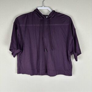 Athleta Purple Cropped Semi Sheer Vapor Hooded Athleisure Athletic Tee Size XS